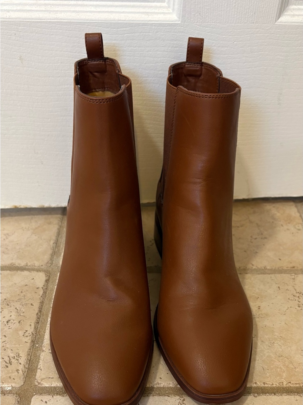 J. Crew Cognac Brown Leather Ankle Boots